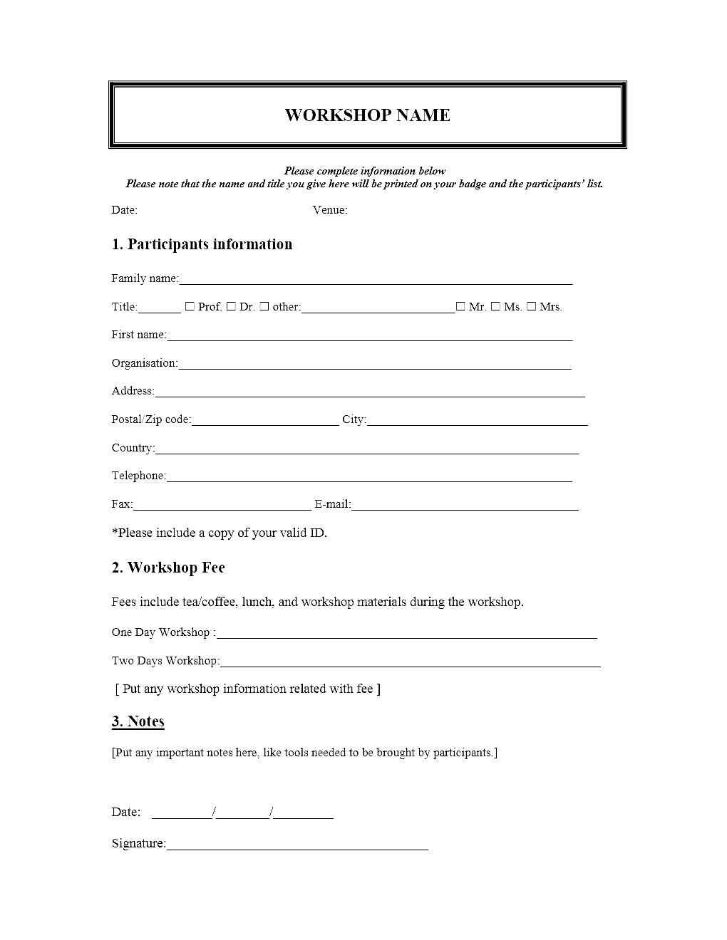 Free Event Registration Form Template Word Intended For Registration Form Template Word Free