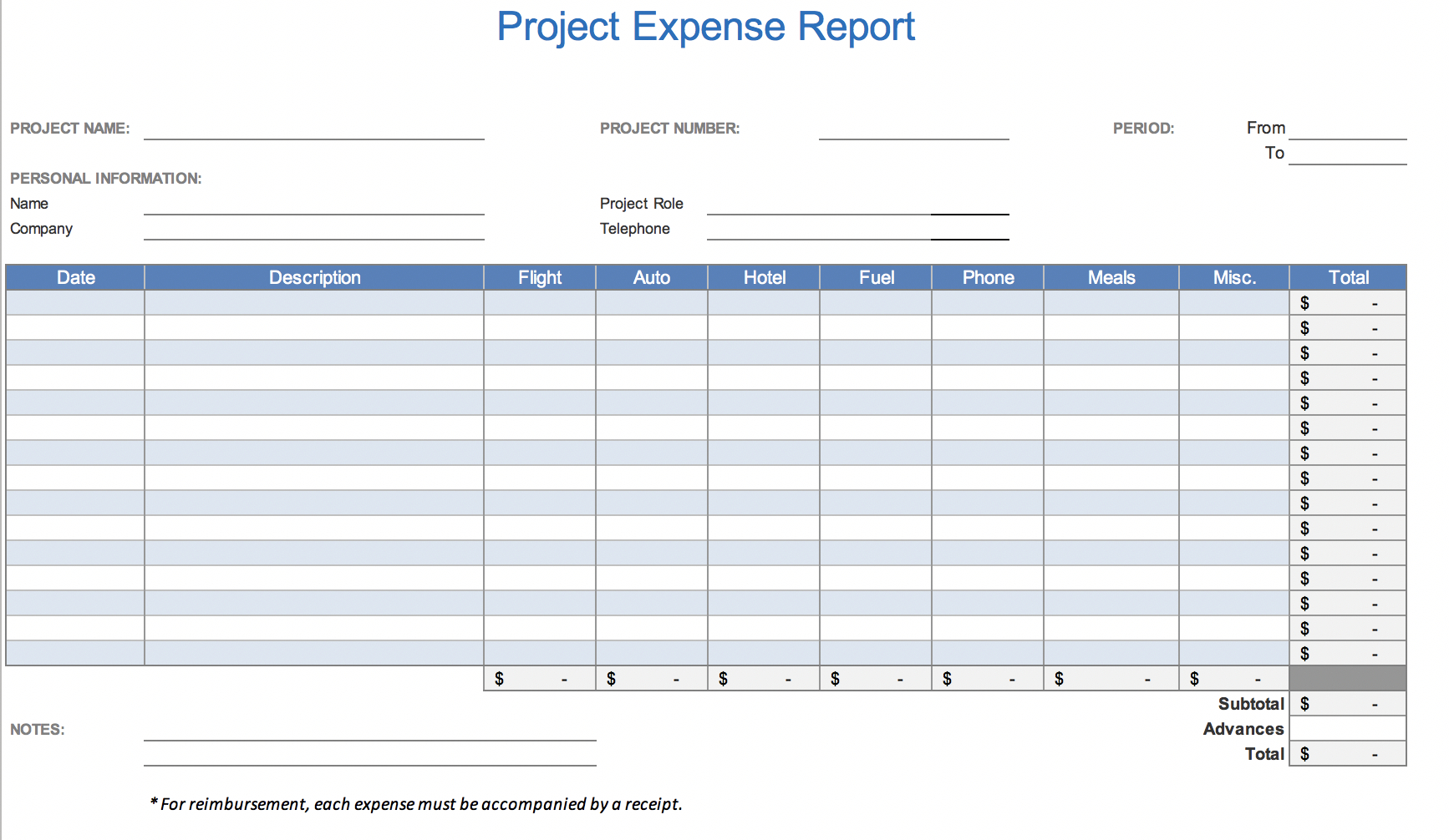 Free Excel Expense Report Template – Horizonconsulting.co For Job Cost Report Template Excel
