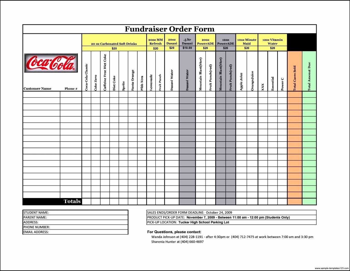 Free Fundraiser Order Form Template – Sample Templates With Blank Fundraiser Order Form Template