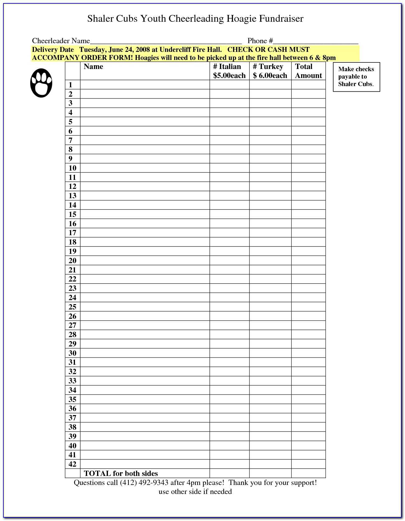 Free Fundraiser Order Form Template Word – Form : Resume For Blank Fundraiser Order Form Template