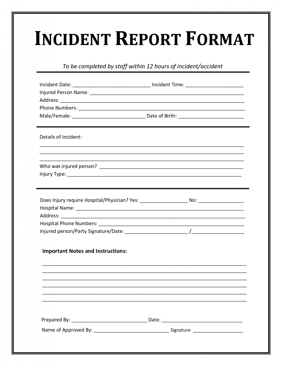 Free General Incident Report Form Template Uk Word Australia Regarding Incident Report Form Template Word