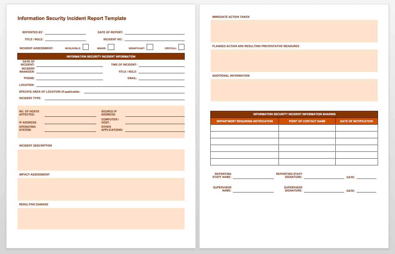 Free Incident Report Templates & Forms | Smartsheet In Information Security Report Template
