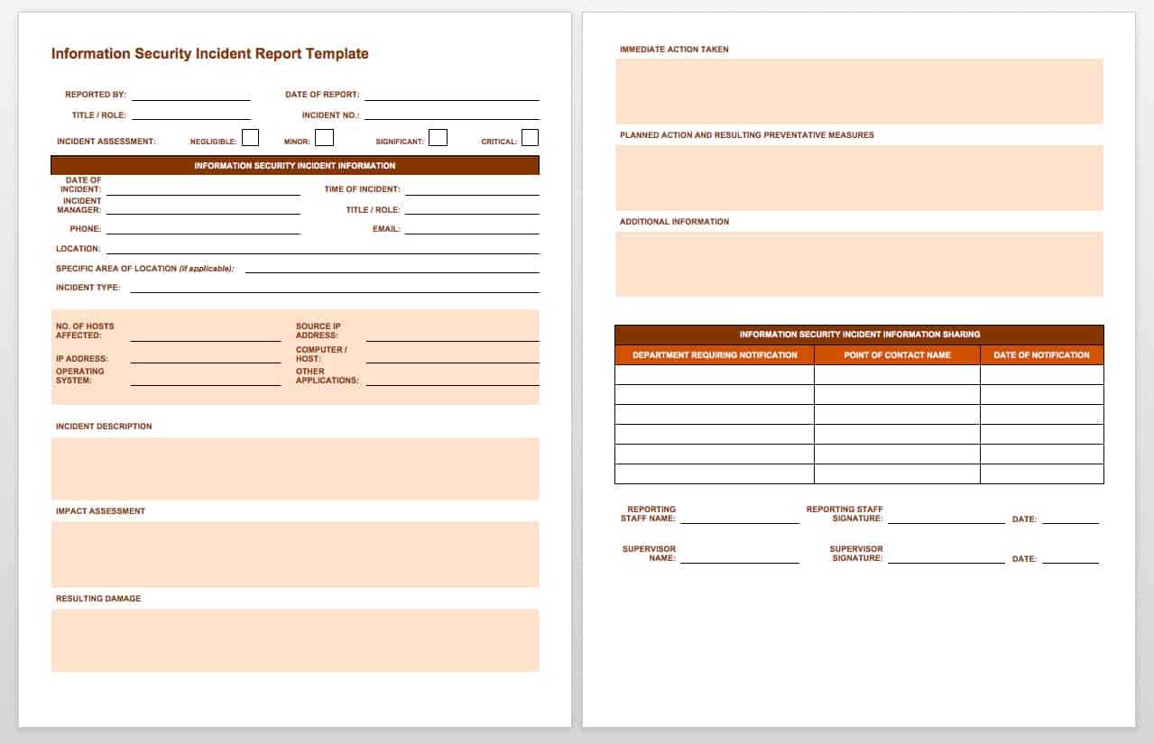 Free Incident Report Templates & Forms | Smartsheet Inside Incident Report Template Uk