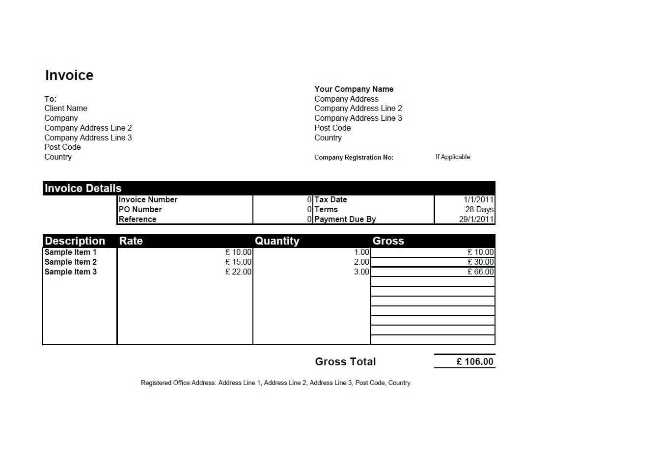 Free Invoice Templates For Word, Excel, Open Office Intended For Free Downloadable Invoice Template For Word