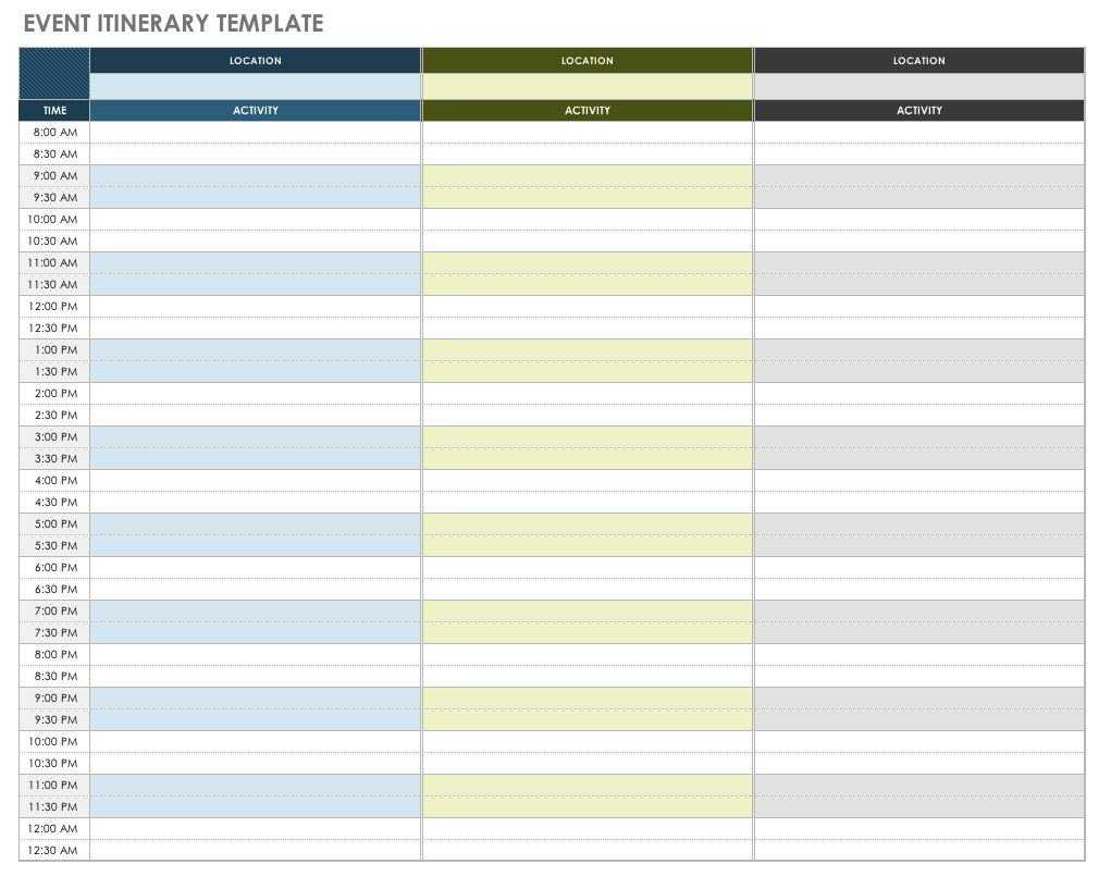 Free Itinerary Templates | Smartsheet Throughout Blank Trip Itinerary Template