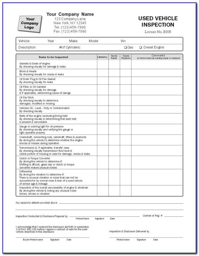 Free Printable Driver Vehicle Inspection Report Form – Form Inside Vehicle Inspection Report Template