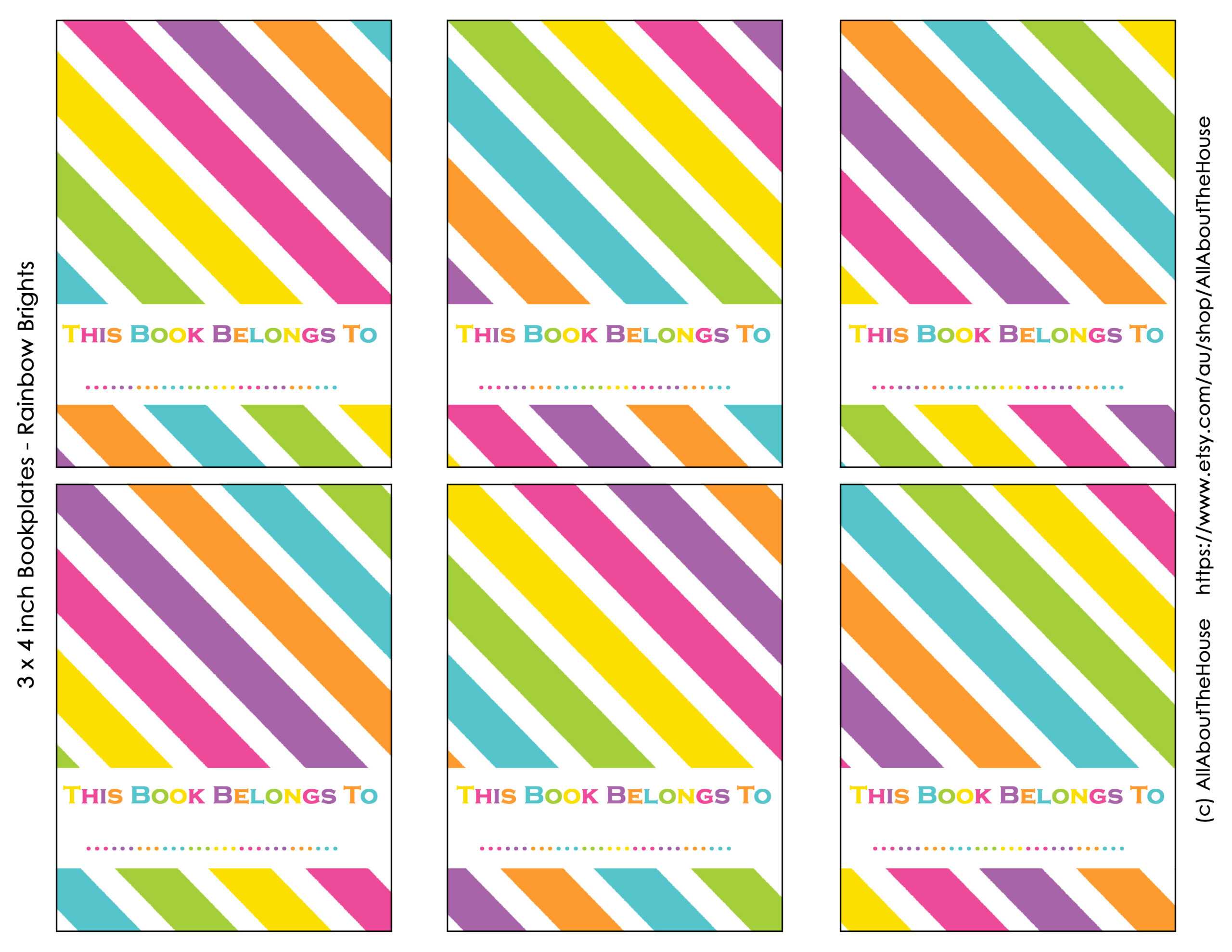 Free Printable Rainbow Bookplate Labels – All About Planners Intended For Bookplate Templates For Word