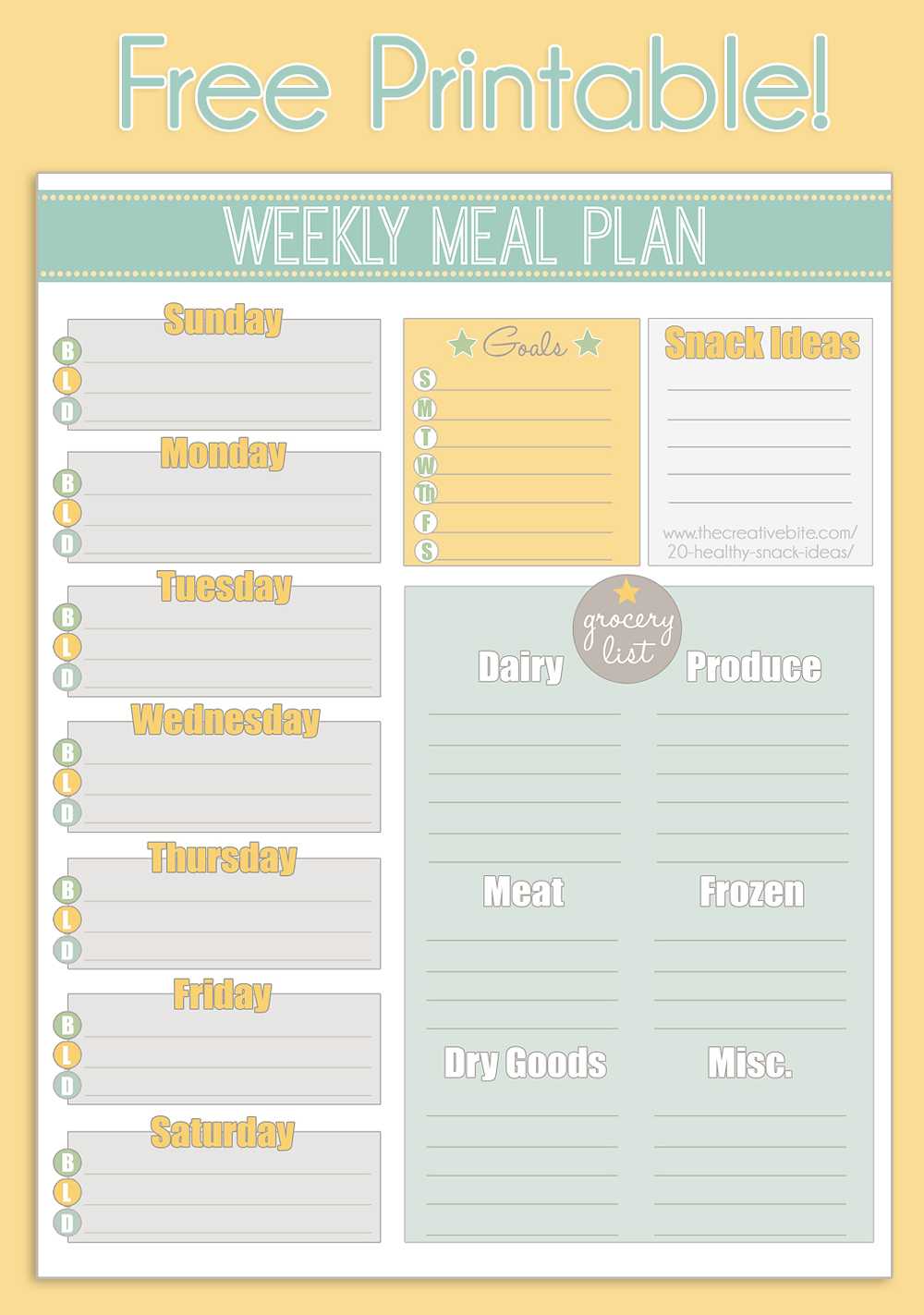 Free Printable Weekly Meal Planner + Calendar In Blank Meal Plan Template
