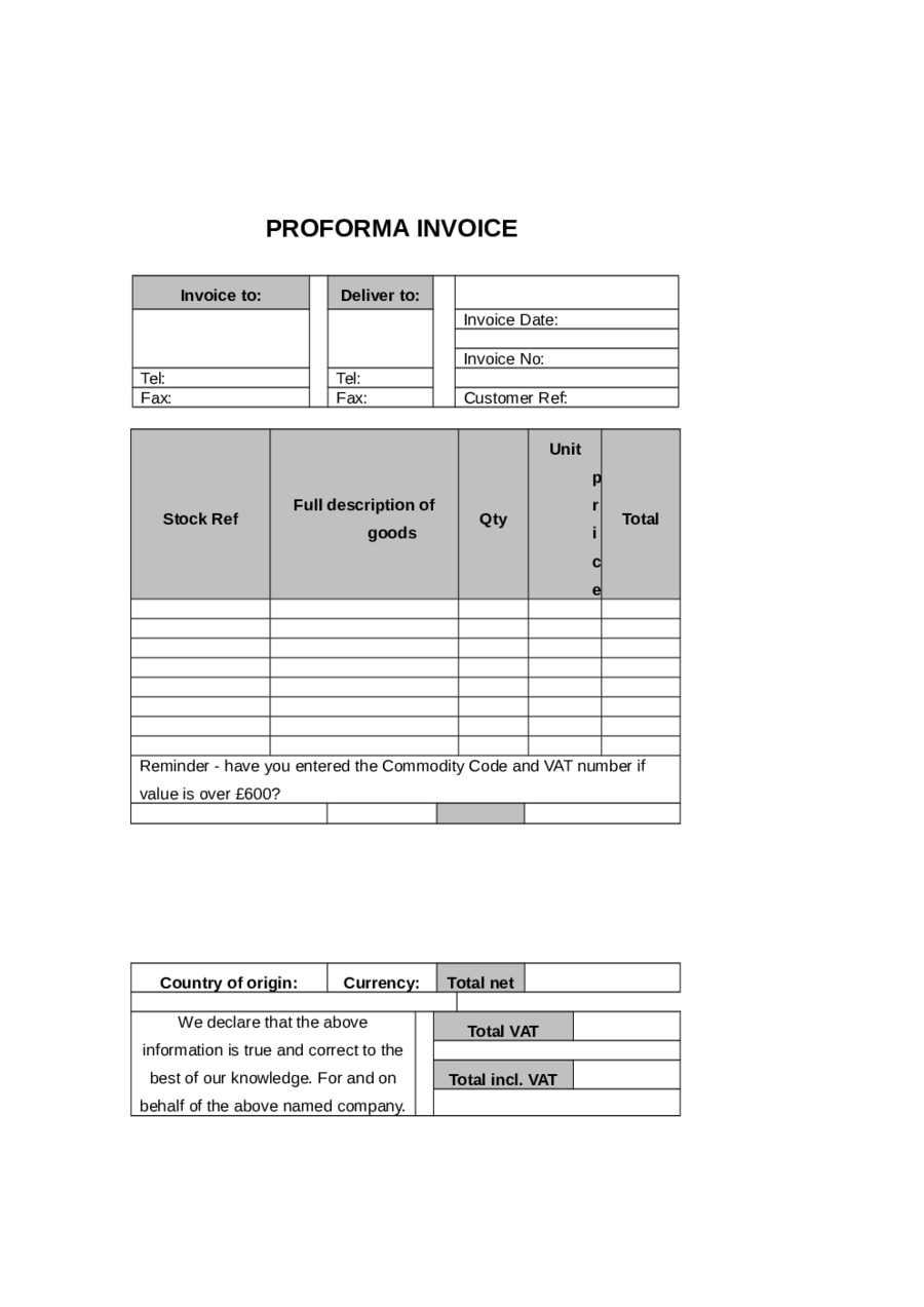 Free Proforma Invoice Template Word – Edit, Fill, Sign Intended For Free Proforma Invoice Template Word