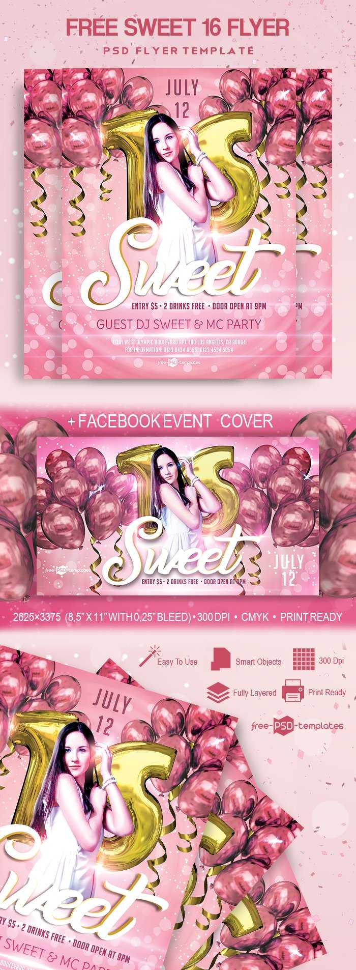 Free Sweet 16 Flyer In Psd | Free Psd Templates Regarding Sweet 16 Banner Template