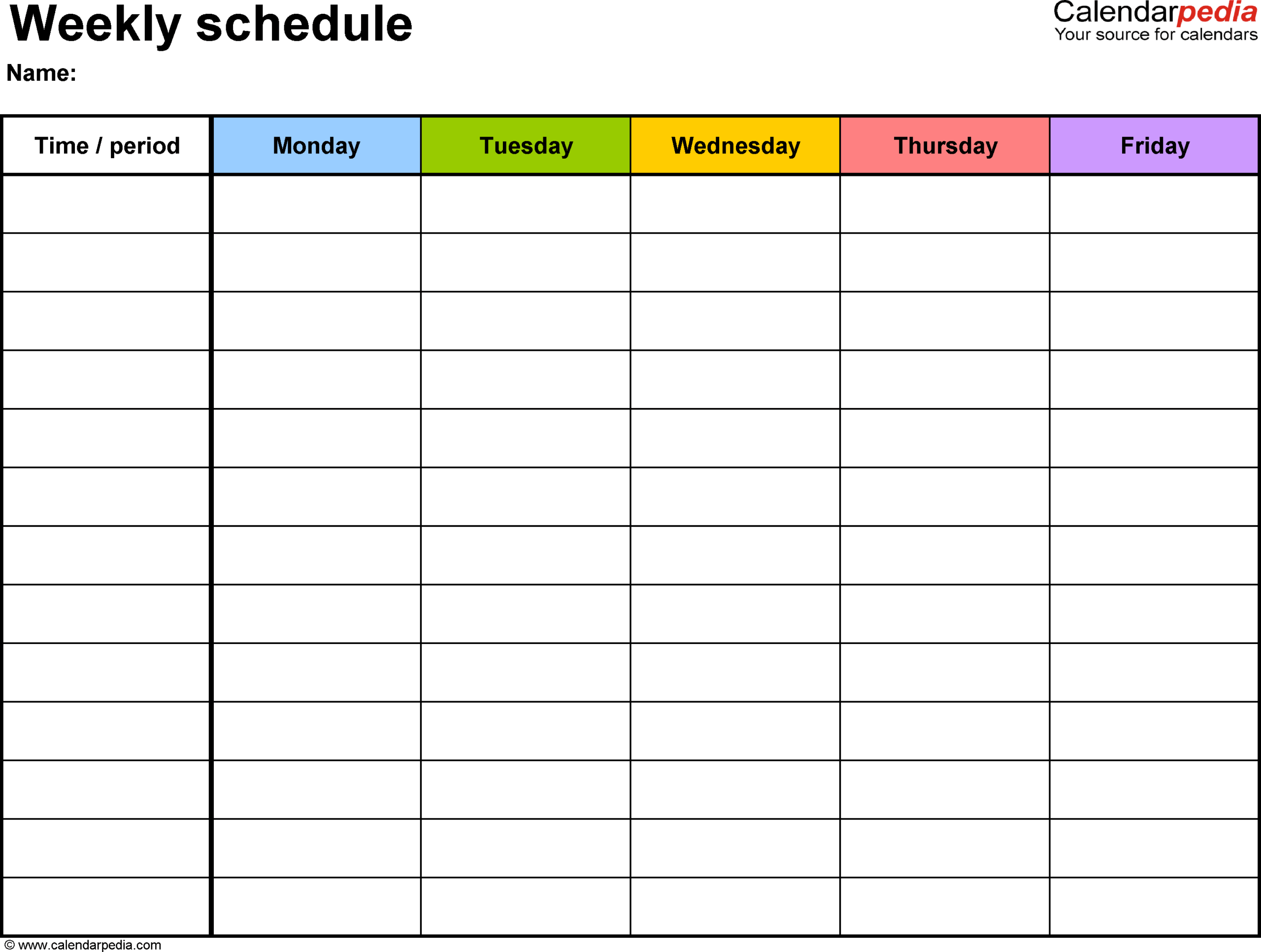 Free Weekly Schedule Templates For Excel – 18 Templates With Appointment Sheet Template Word
