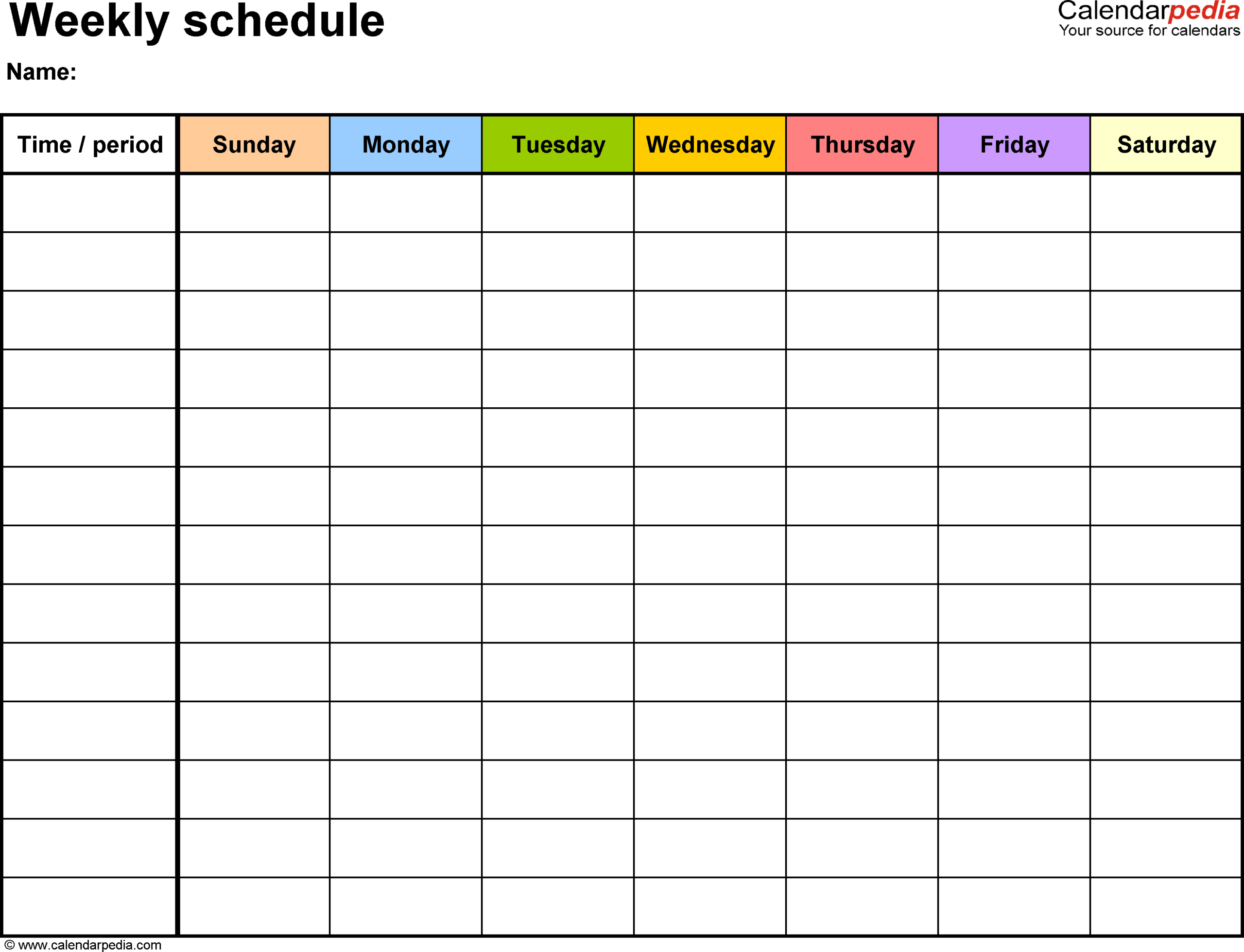 Free Weekly Schedule Templates For Excel - 18 Templates Within Blank Activity Calendar Template