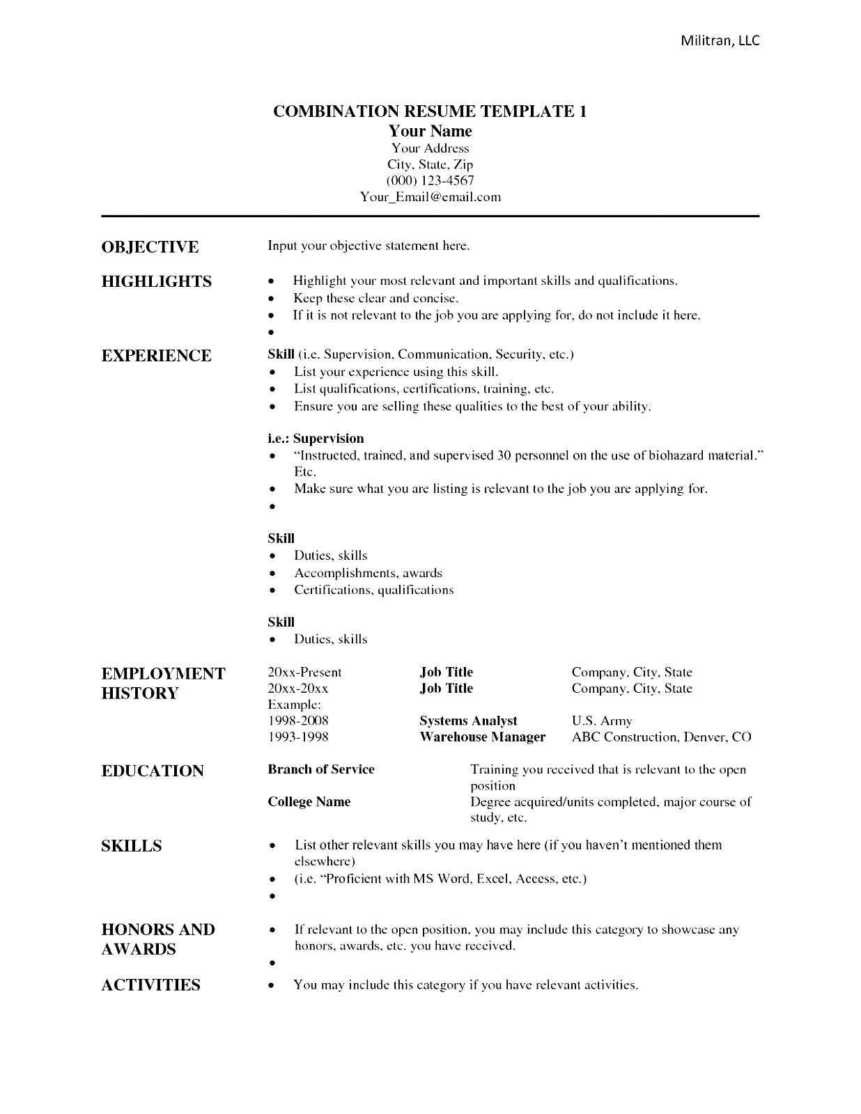 Functional Resume Template Google Docs Cv Mila Friedman With Combination Resume Template Word
