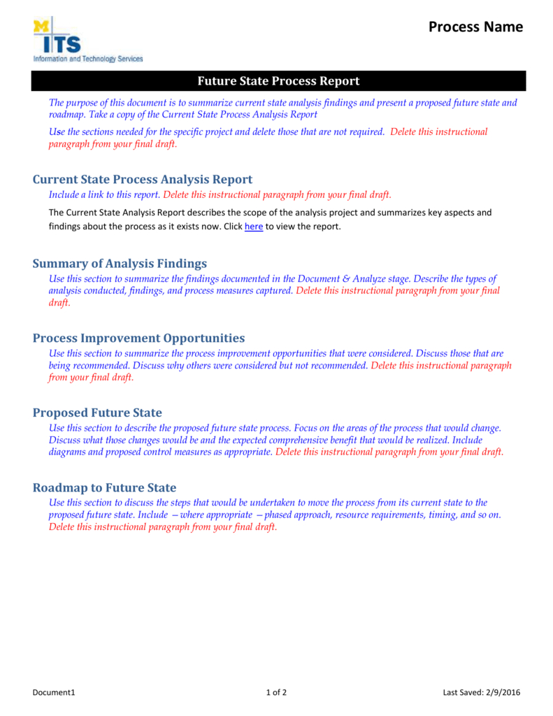Future State Process Report Template With State Report Template