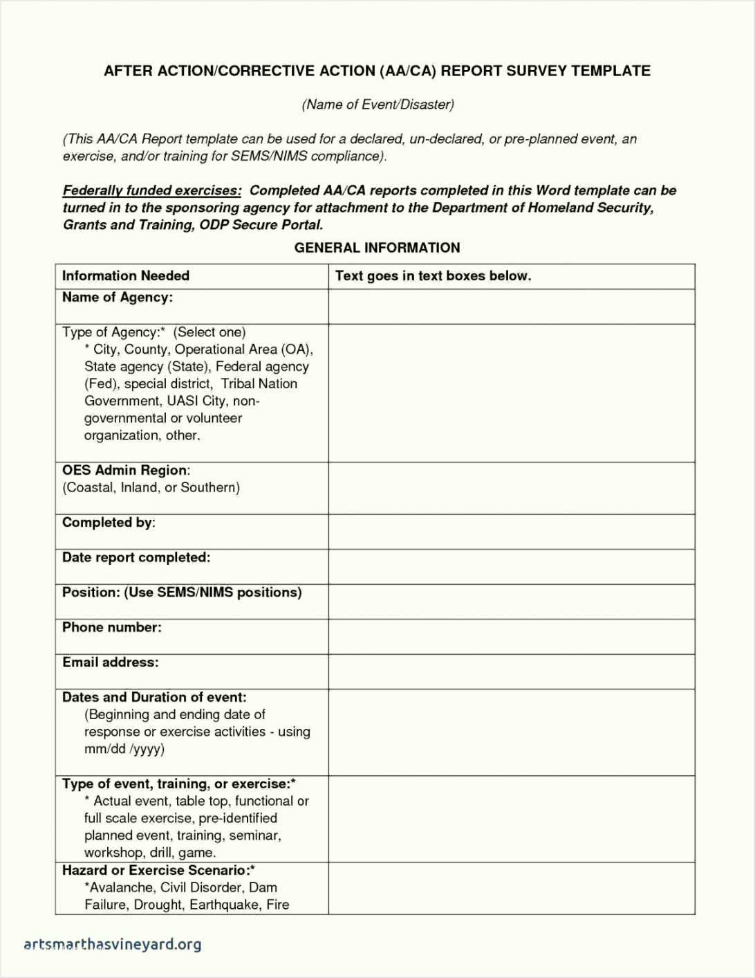 General Incident Report Form Template 10 Sample For Employee Within After Training Report Template