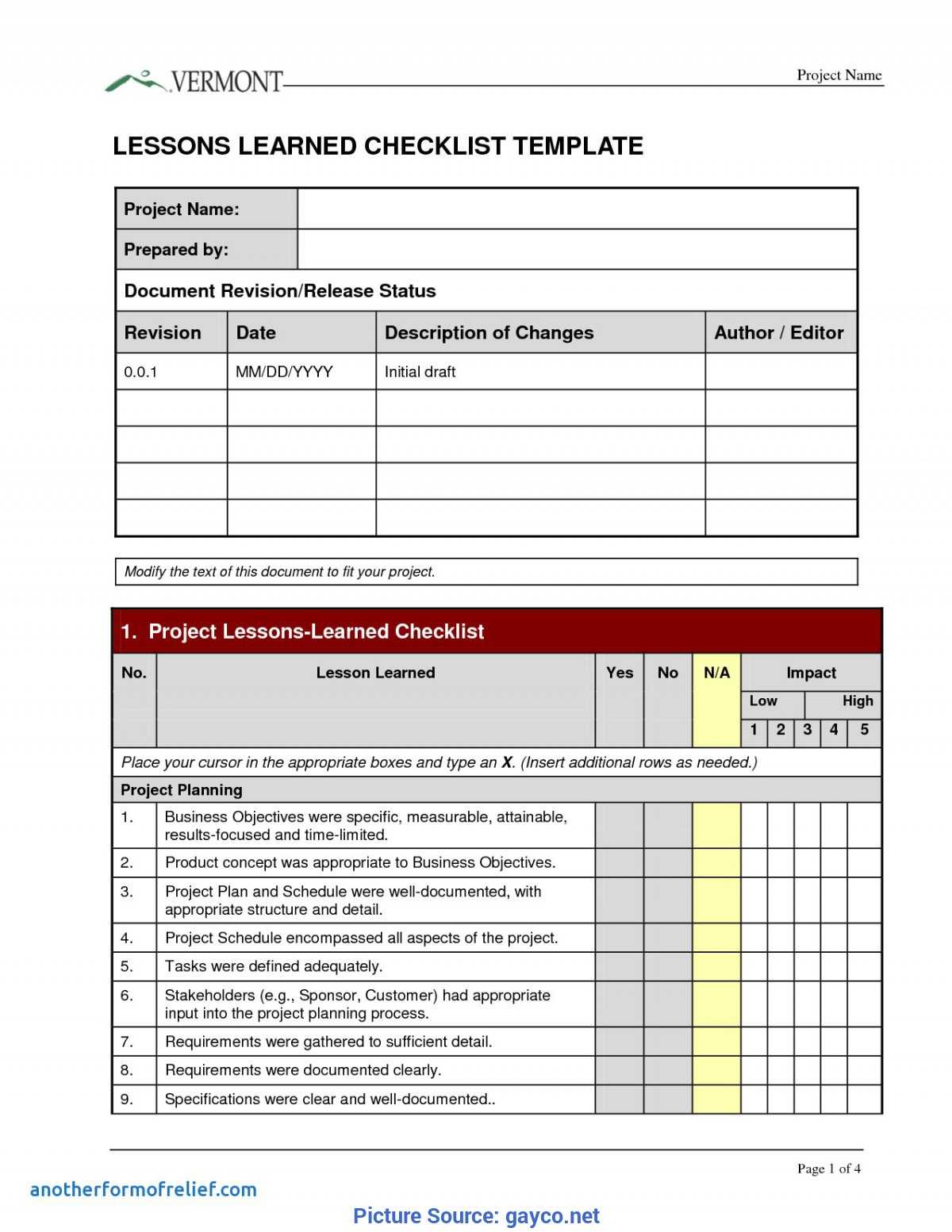 Great Lessons Learnt Template Checklist Prince2 Lessons In Lessons Learnt Report Template