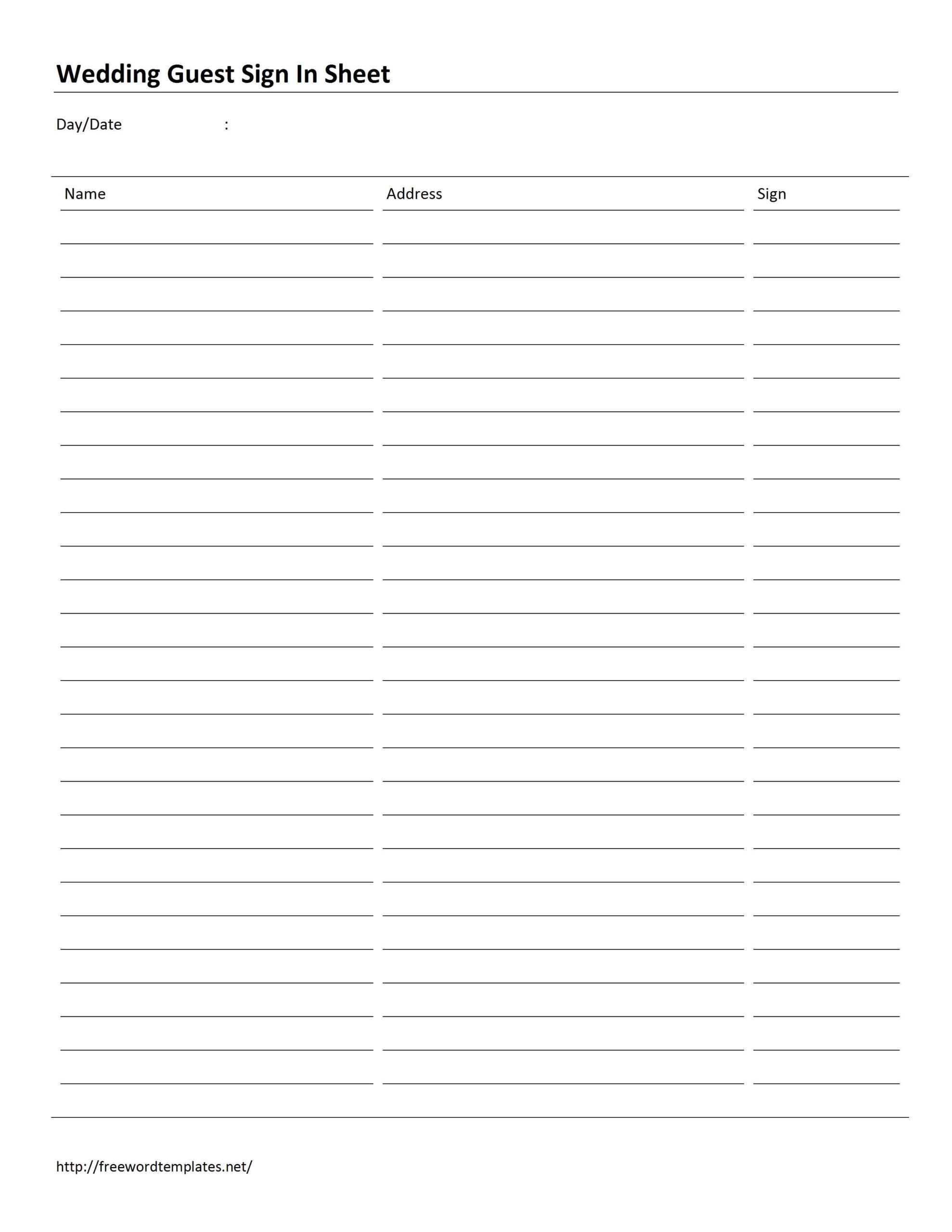 Guest Sign In Sheet Template Microsoft Word | Customer Throughout 3 Column Word Template