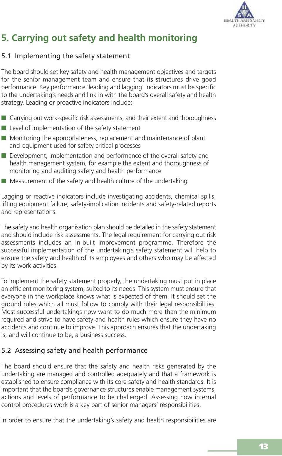 Guidance For Directors And Senior Managers On Their Throughout Health And Safety Board Report Template