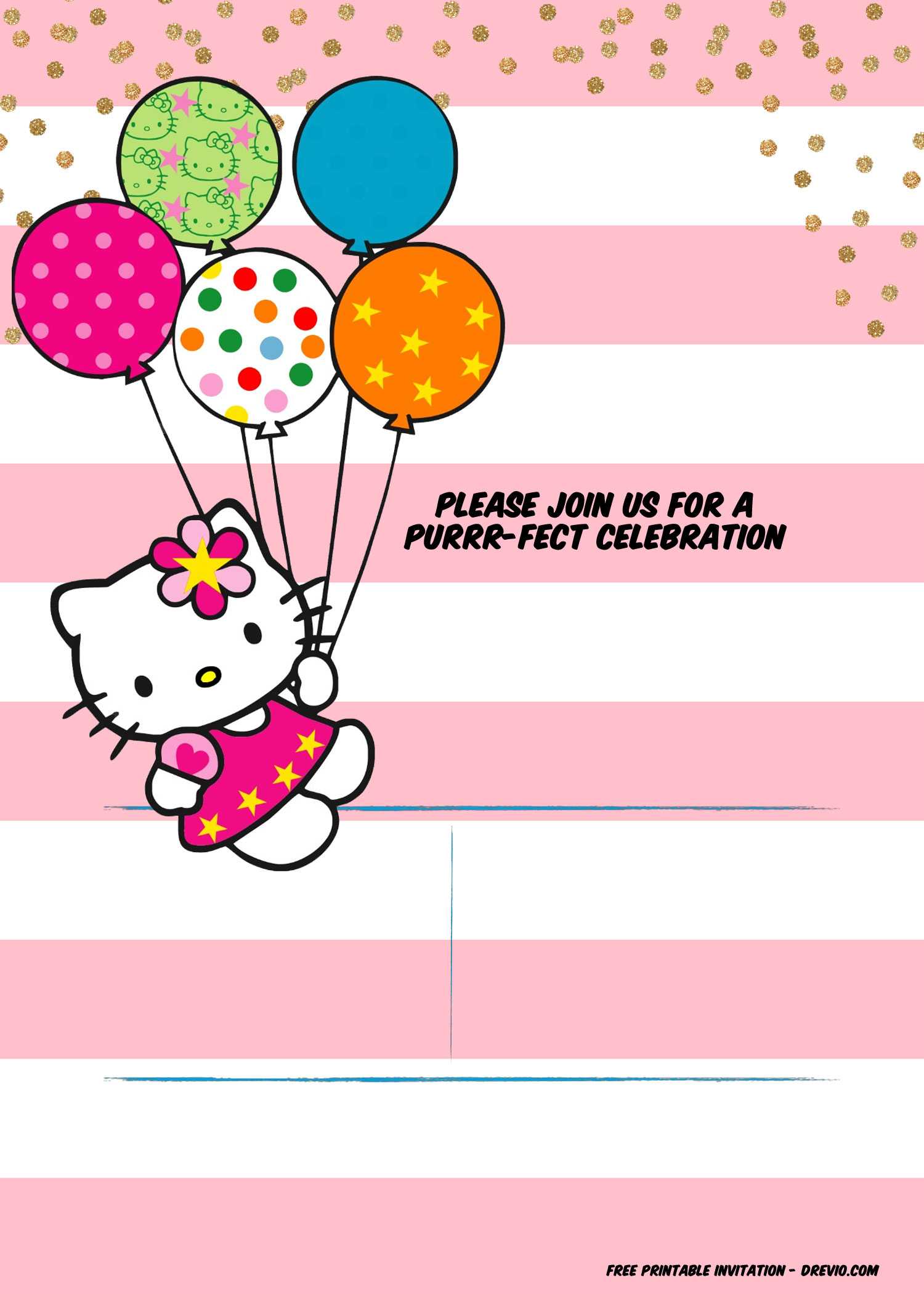 Hello Kitty Birthday Party Ideas – Invitations, Dress Intended For Hello Kitty Birthday Banner Template Free