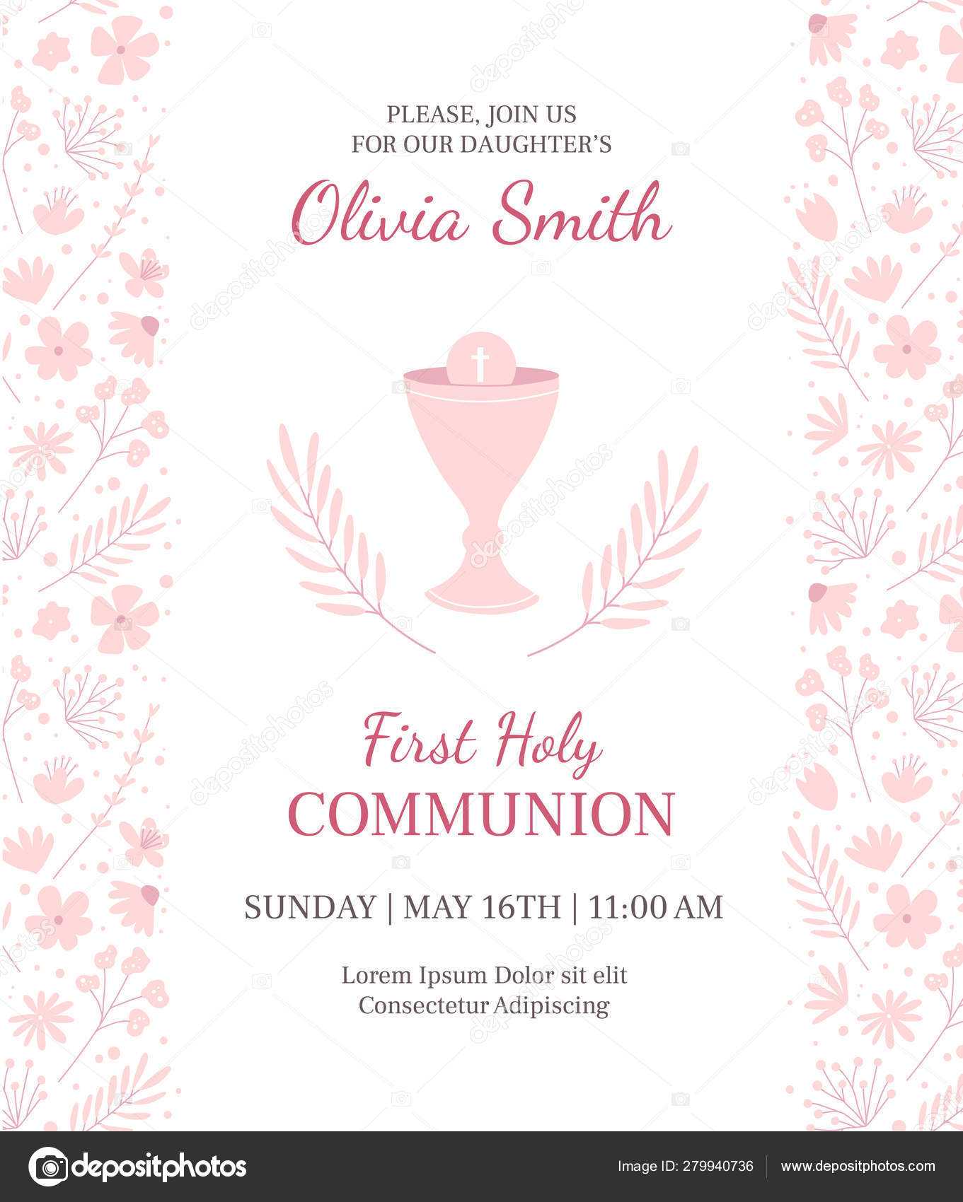 Holy Communion Invitation Design Template. Christianity With Regard To First Holy Communion Banner Templates