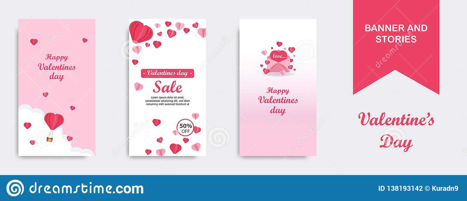 Horizontal Valentines Day Sale Banner Template In – Vector In Banner Cut Out Template