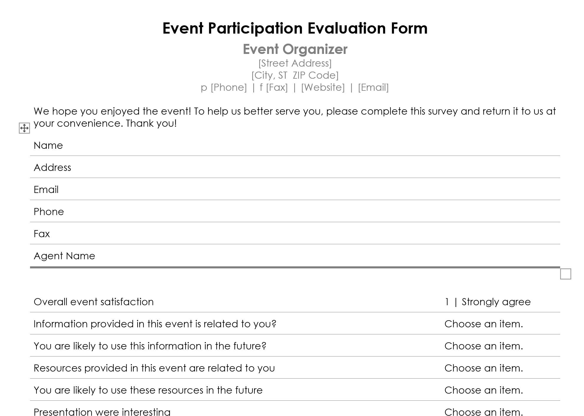 How To Create An Event Feedback Form (+Template) – Billetto Blog Within Event Survey Template Word