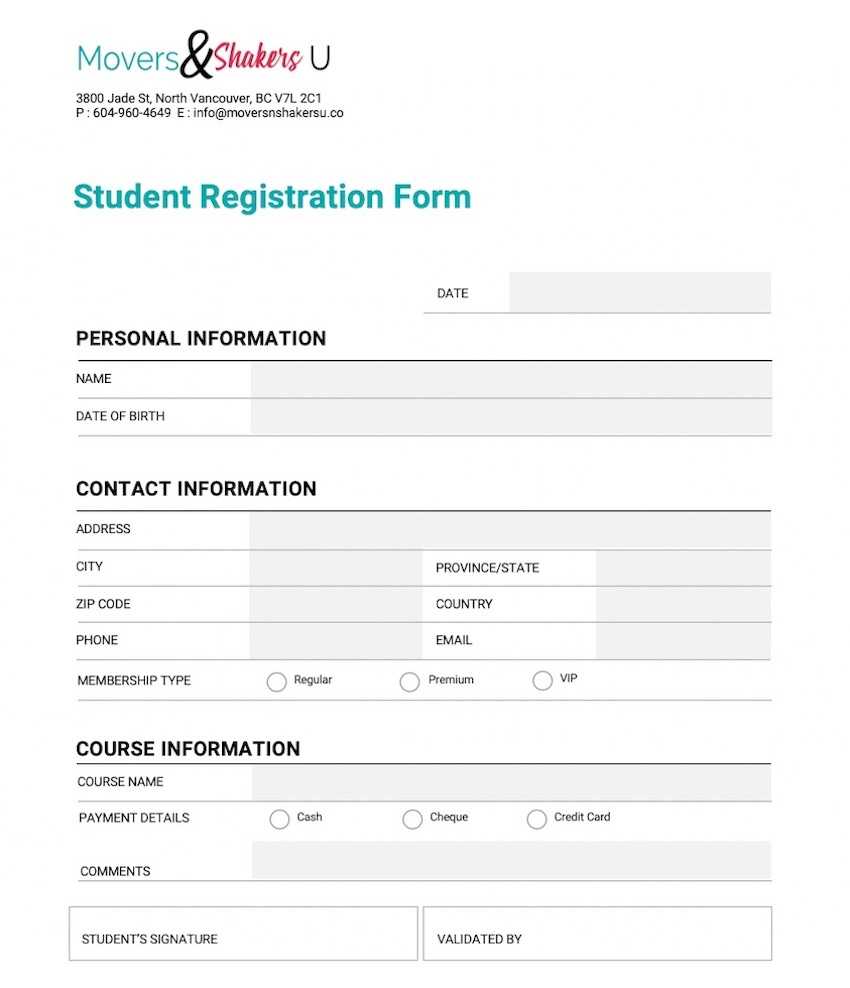 How To Customize A Registration Form Template Using Within School Registration Form Template Word