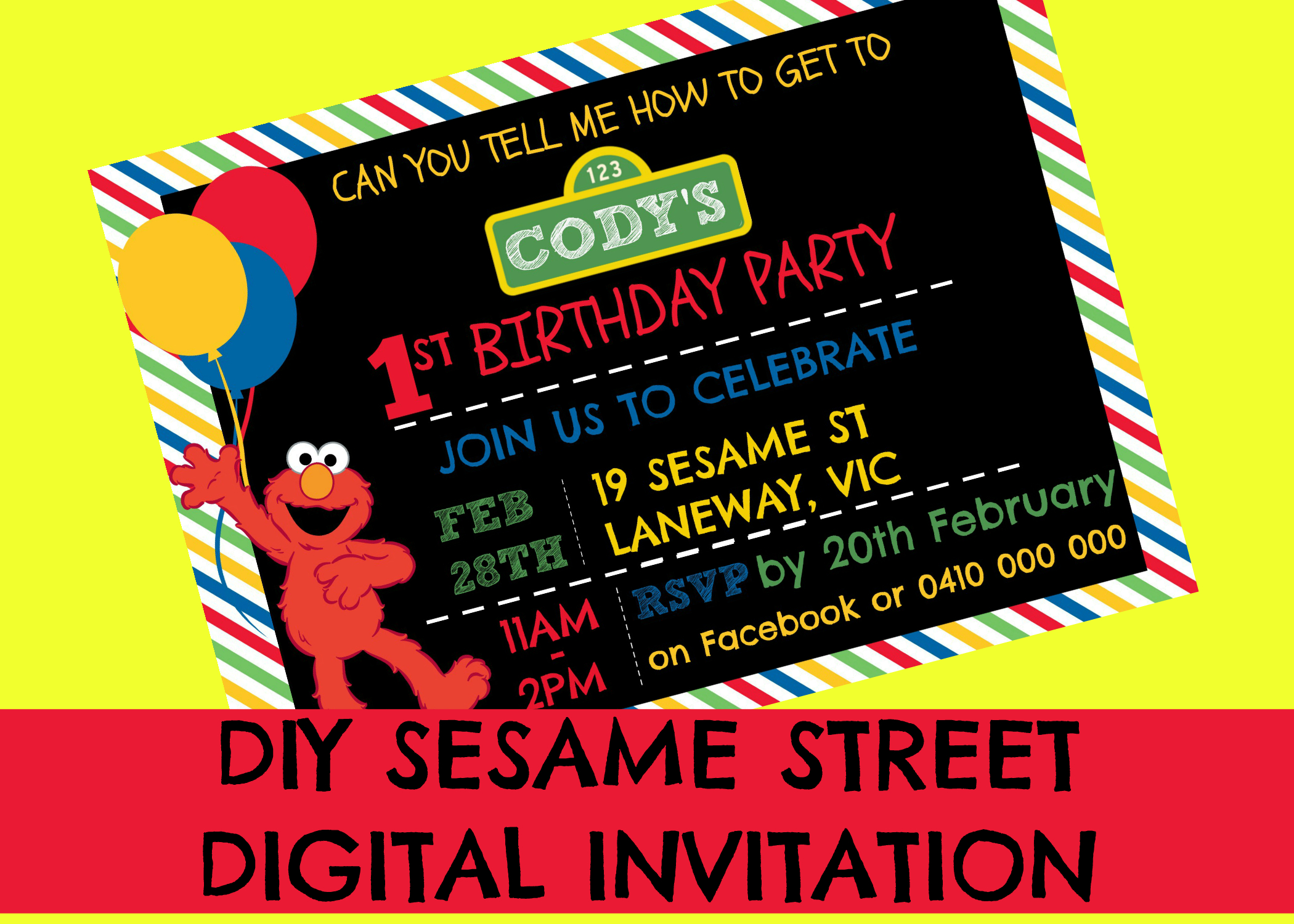 How To Make A Sesame Street Digital Invitation | Includes Intended For Sesame Street Banner Template