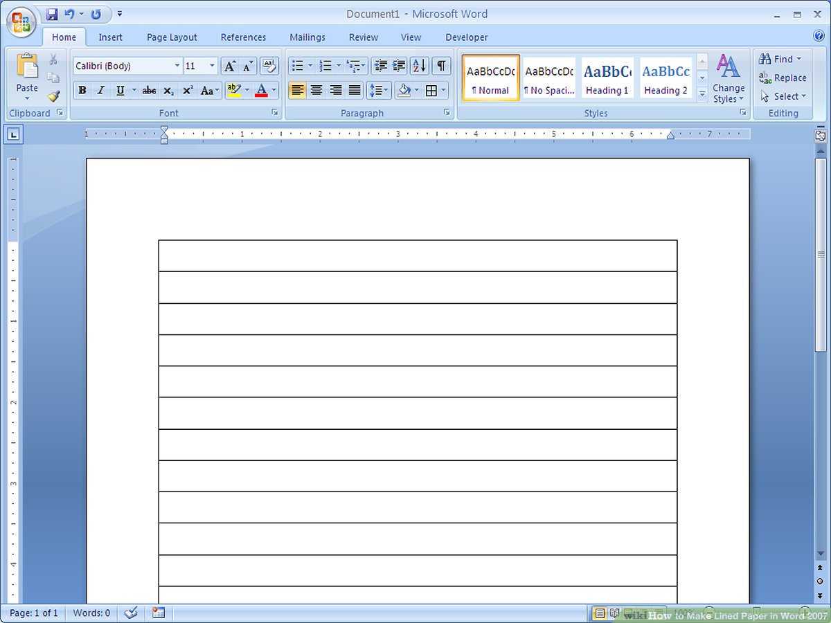 How To Make Lined Paper In Word 2007: 4 Steps (With Pictures) In College Ruled Lined Paper Template Word 2007