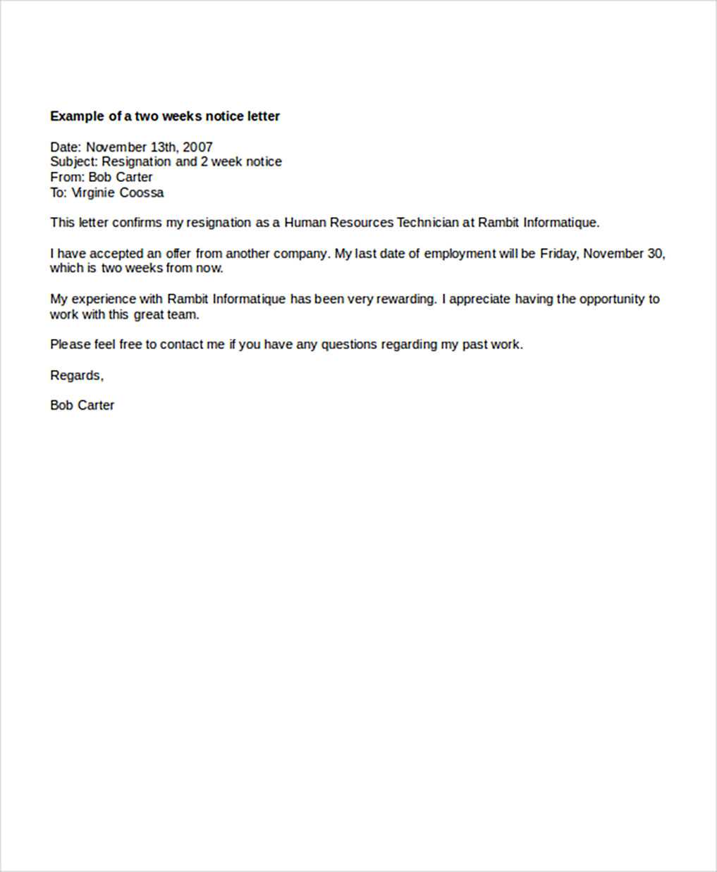 How To Write A 2 Weeks Notice Letter – Raptor.redmini.co Regarding 2 Weeks Notice Template Word