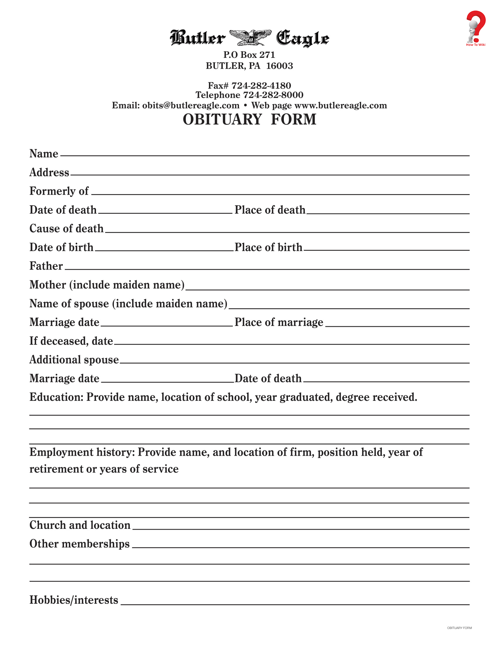 How To Write An Obituary Template In Simple Steps | How To Wiki Regarding Fill In The Blank Obituary Template