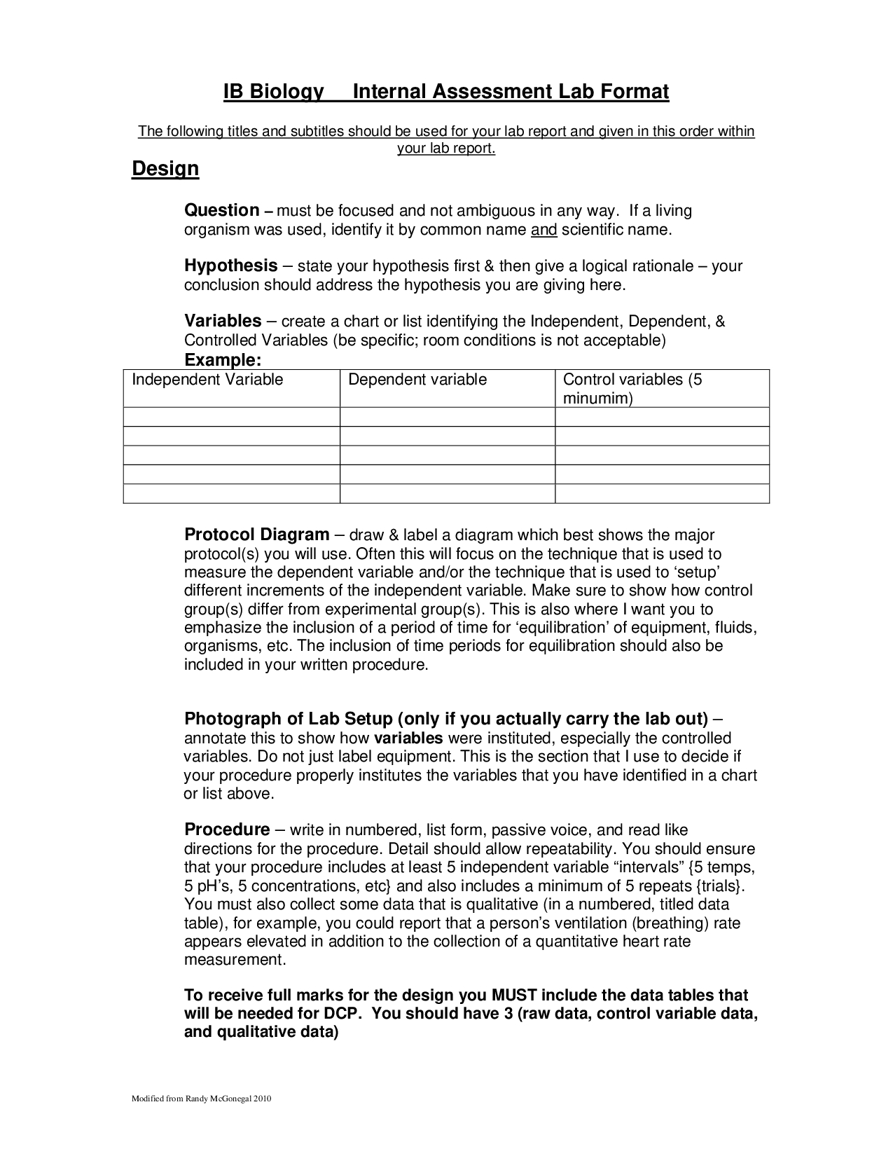 Ib Biology Lab Format – Docsity With Regard To Biology Lab Report Template