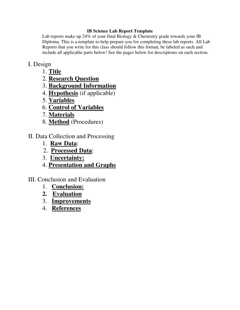 Ib Biology Lab Report Template Inside Lab Report Conclusion Template