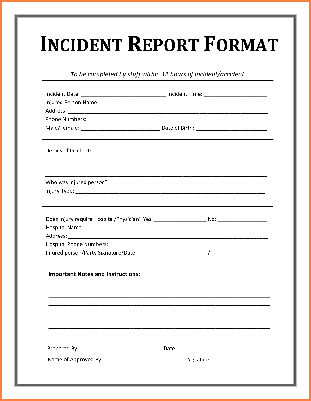 Incident Report Template Free Templates Sample Ter Examples In Incident Report Form Template Word