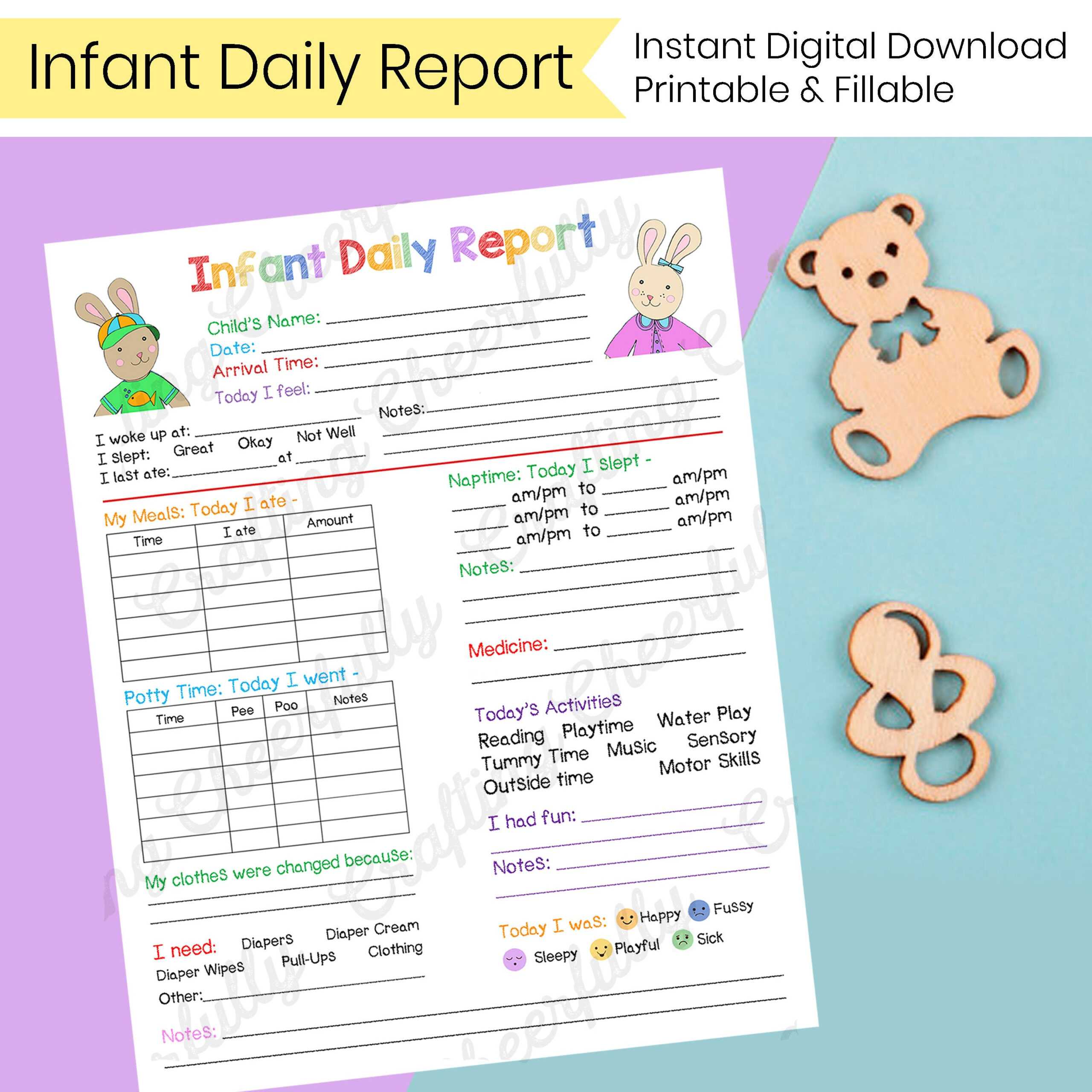 Infant Daily Report – In Home Preschool, Daycare, Nanny Log Within Daycare Infant Daily Report Template