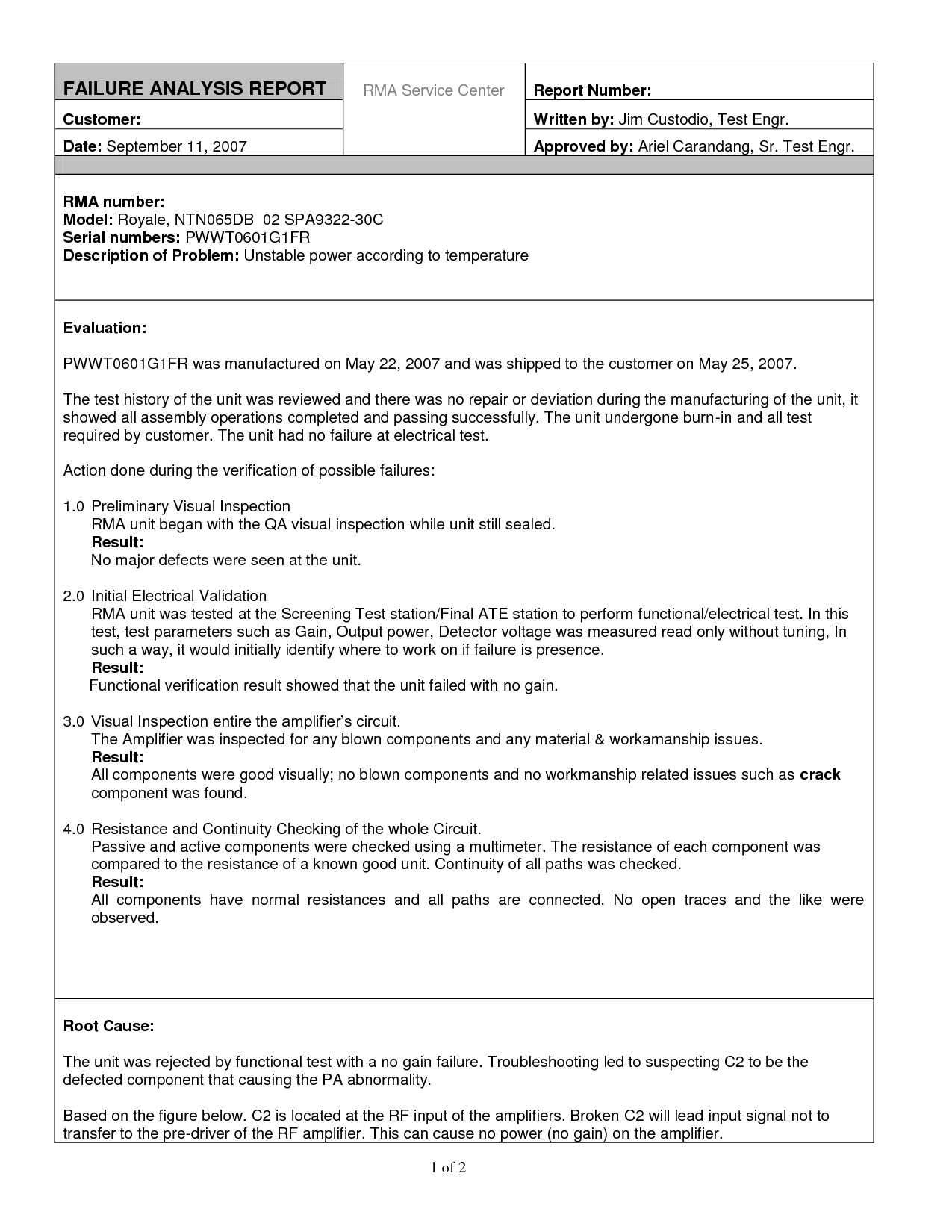 Inspirational Failure Analysis Report Template Sample With Inside Business Analyst Report Template