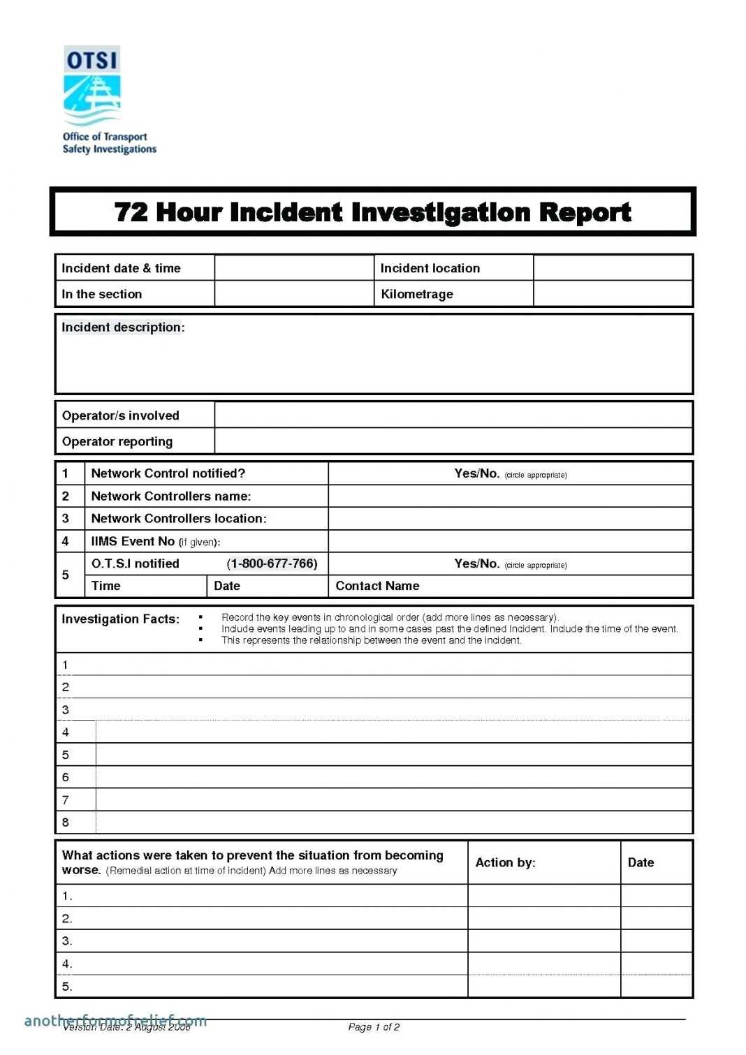 Investigation Report Template Excel Pdf Accident Format Free Pertaining To Deviation Report Template
