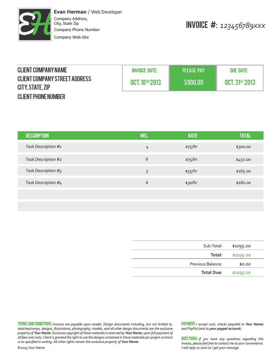 Invoice Template Psd | Invoice Example Within Web Design Invoice Template Word