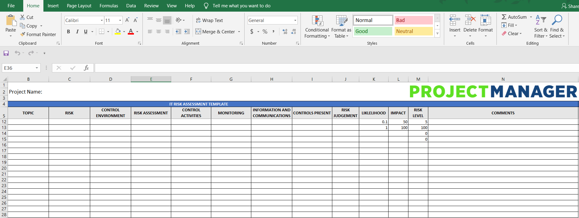 It Risk Assessment Template – Free Excel Download Within Risk Mitigation Report Template