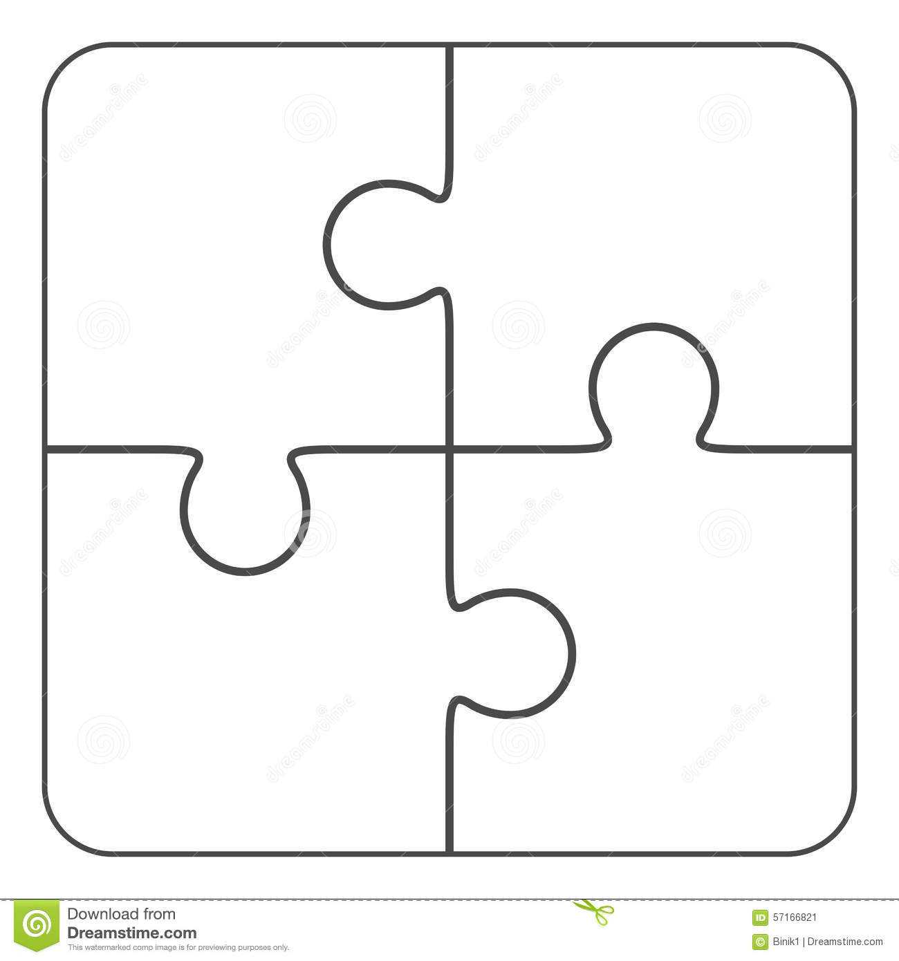 Jigsaw Puzzle Blank 2X2, Four Pieces Stock Illustration With Blank Jigsaw Piece Template
