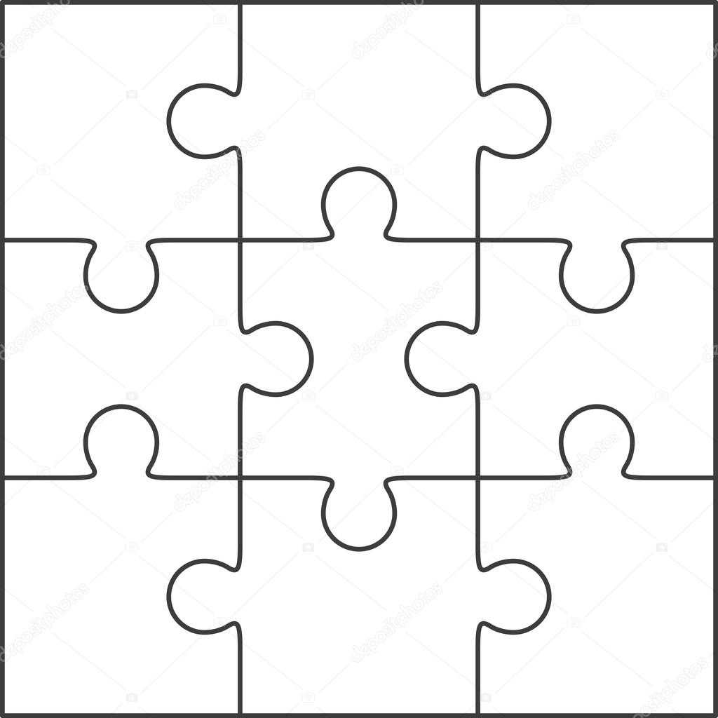 Jigsaw Puzzle Blank Template 3X3 — Stock Vector © Binik1 Inside Blank Jigsaw Piece Template