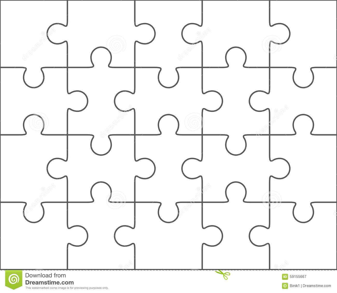 Jigsaw Puzzle Blank Template 4X5, Twenty Pieces Stock With Blank Jigsaw Piece Template