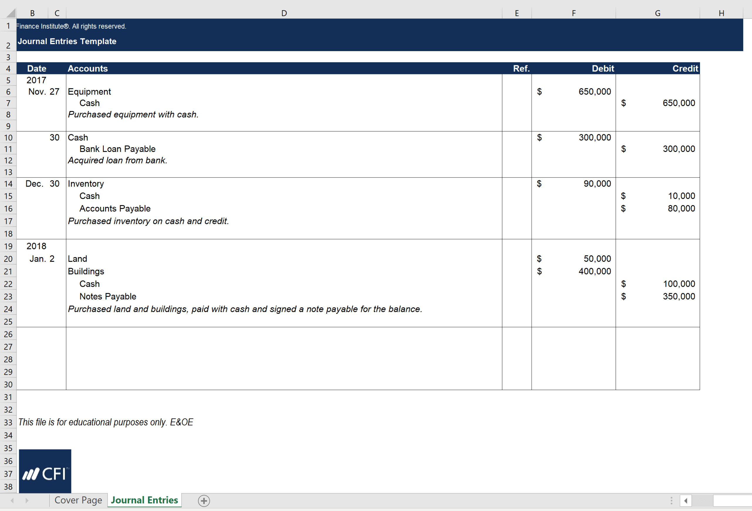 Journal Entries Template - Download Templates From Cfi Within Double Entry Journal Template For Word