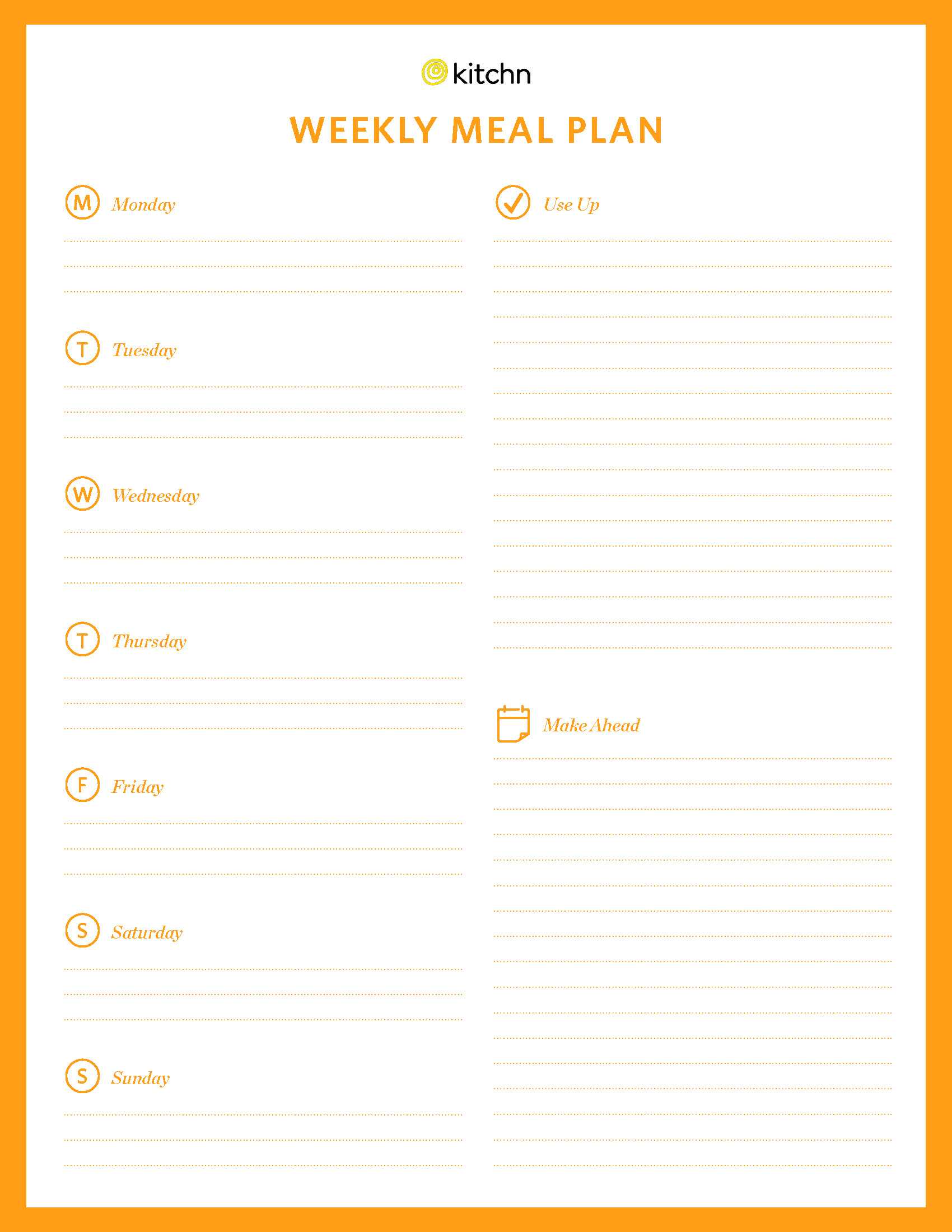 Kitchn's Meal Plan Template | Kitchn Inside Blank Meal Plan Template