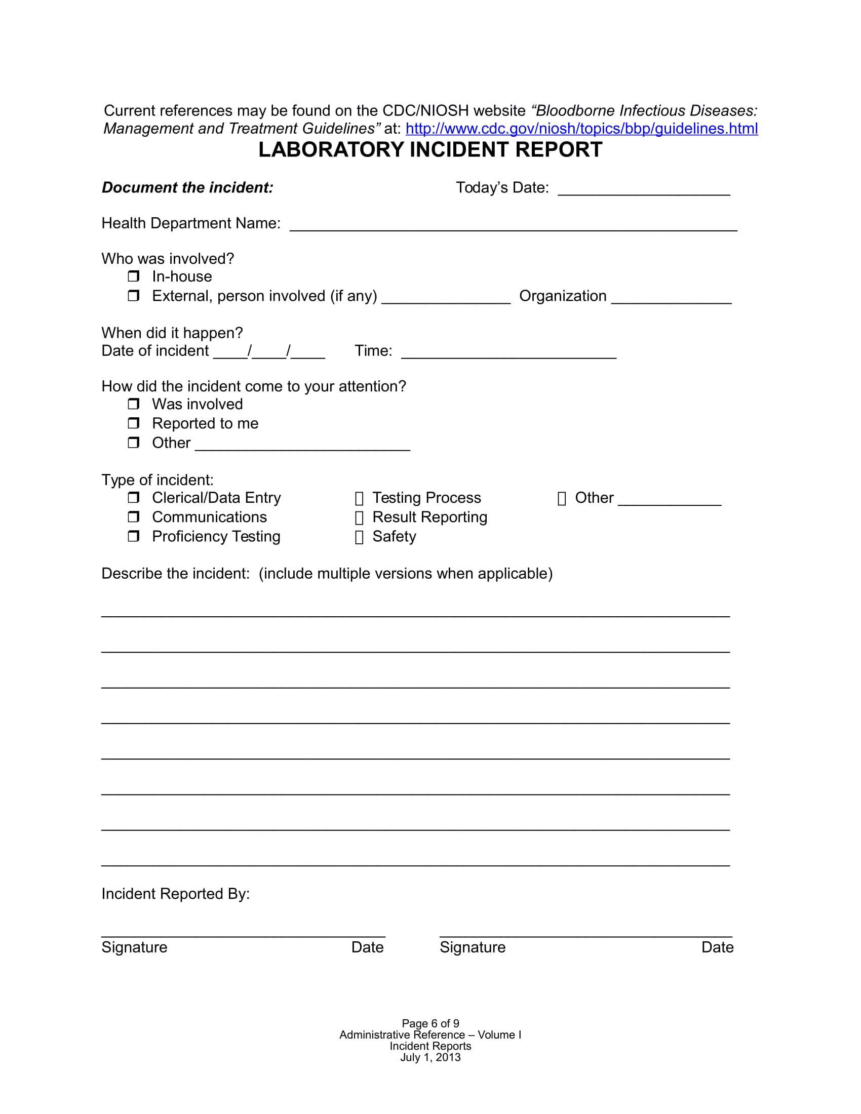 Lab Incident Report Form – Horizonconsulting.co Intended For Generic Incident Report Template
