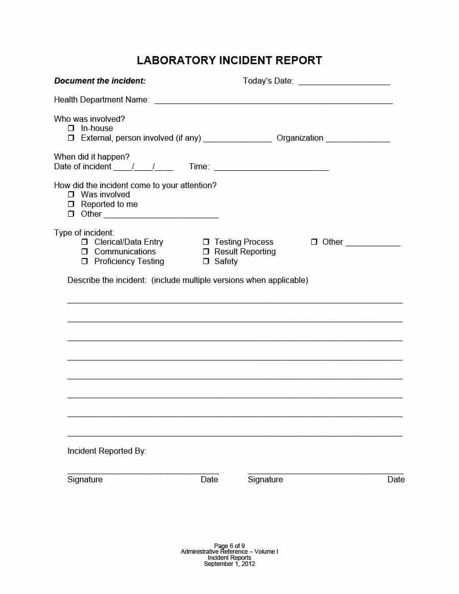 Lab Incident Report Form – Horizonconsulting.co Intended For Police Incident Report Template