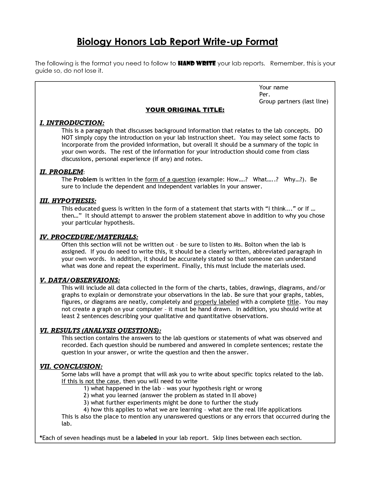 Lab Report Example College Biology Format Examples Inside Science Lab Report Template