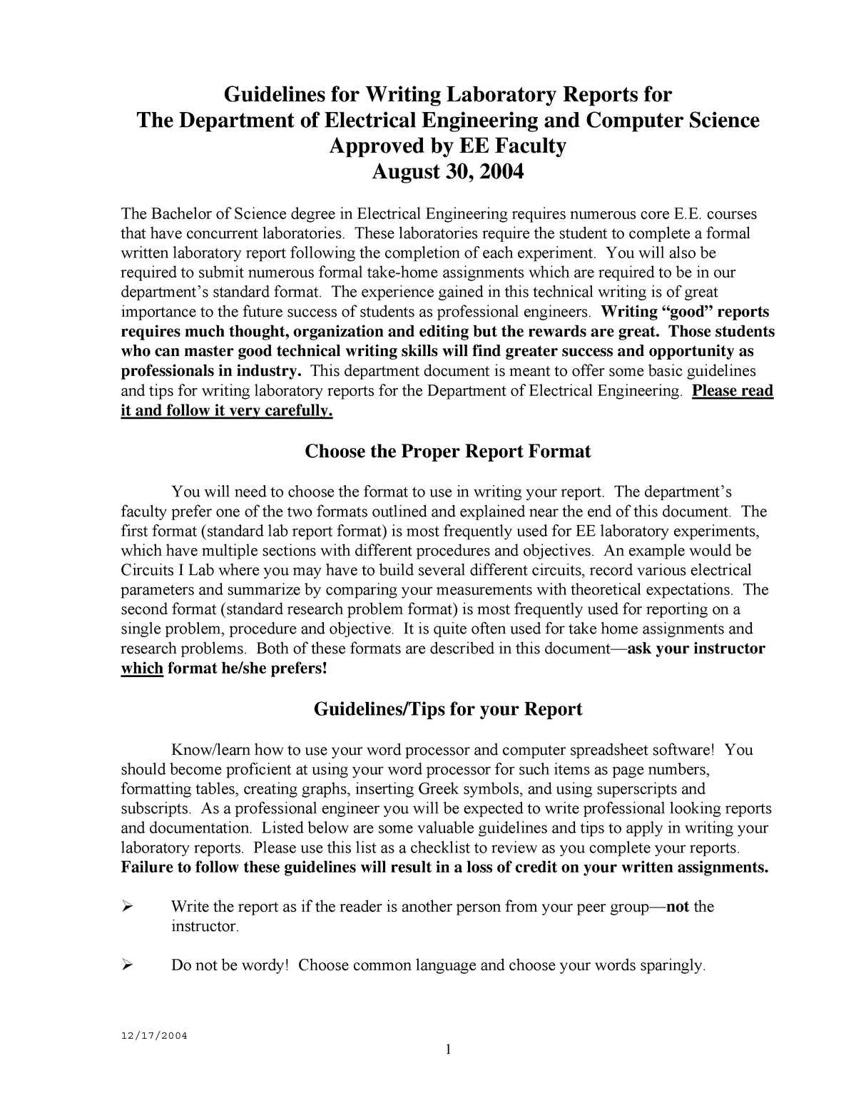 Lab Report Format – Ecte290 – Uow – Studocu Regarding Science Lab Report Template