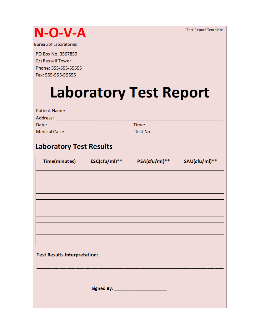 Laboratory Test Report Template For Test Result Report Template