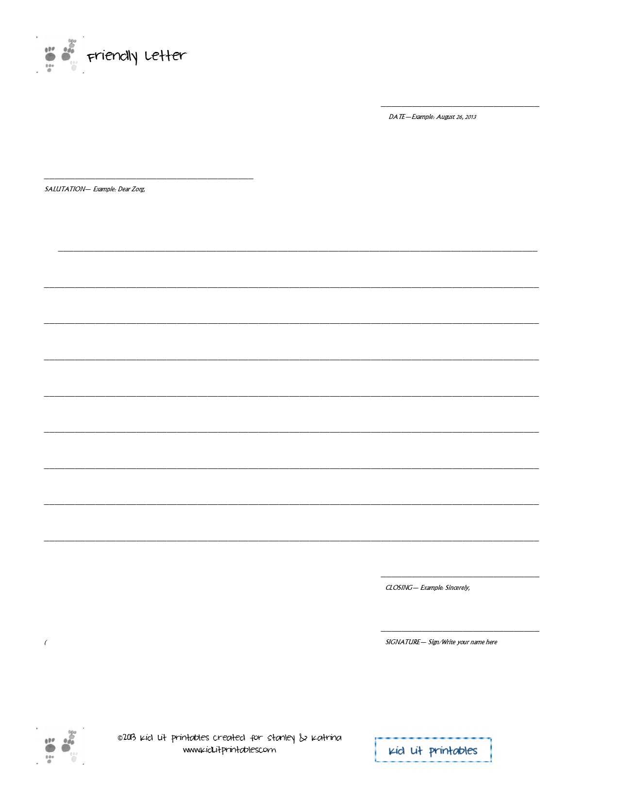 Letter Template Pdf – Business Form Letter Template With Blank Letter Writing Template For Kids